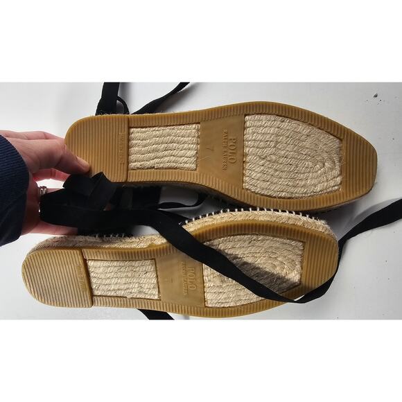 Bonni Canvas Espadrille Sandal sz 7 black lace up sandals coquette preppy NWOT - Picture 5 of 7